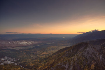 sunset in the mountains