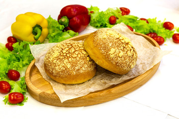 Pie, tart, pastry, baked gate with filling on a plate on the table, lunch, fast food
