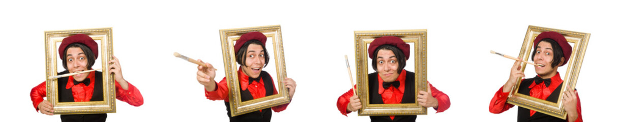 Fototapeta premium Funny artist isolated on white