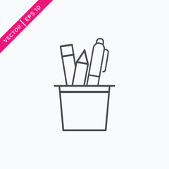 Pencil Stand Icon, Vector in Outline Style
