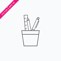 Pencil Stand Icon, Vector in Outline Style