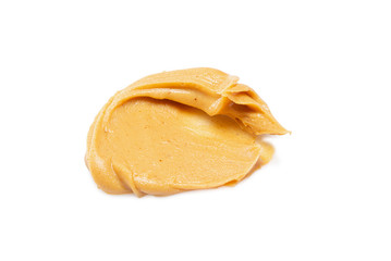 close up of peanut butter isolated on white background with clipping path.