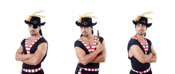 One eyed pirate isolated on the white