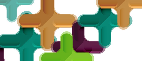 Glossy multicolored plastic style cross composition, x shape design, techno geometric modern abstract background. Trendy abstract layout template