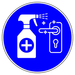 Fototapeta premium shas626 SignHealthAndSafety shas - Gebotszeichen: Desinfizieren Sie regelmäßig sensible und häufig genutzte Oberflächen - door handle. - disinfect sensitive and frequently used surfaces. - xxl g9638