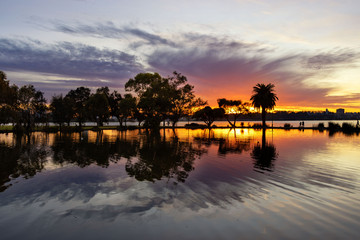 Fototapeta na wymiar Tranquility at sunset, at Swan River