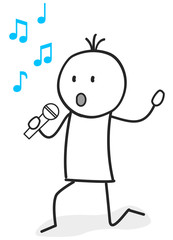 stick figure sings into a microphone