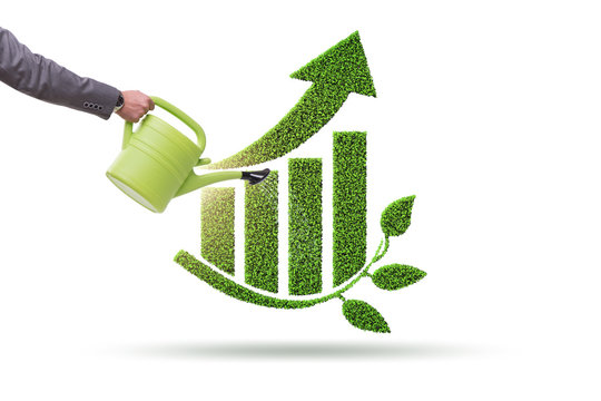 Businessman supporting green economy growth