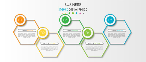 Business infographic element with options, steps, number vector template design