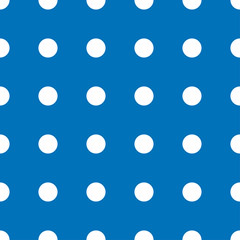 Seamless dots circle white wallpaper pattern, vector illustration on blue background