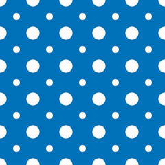 Seamless dots circle white wallpaper pattern, vector illustration on blue background
