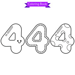 coloring book cute number 4