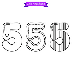 Obraz premium coloring book cute number 5