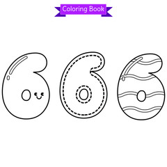 coloring book cute number 6