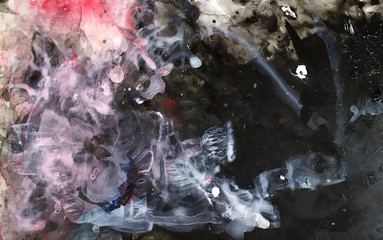  Abstract art background. Pigment acrylic colors on palette. 