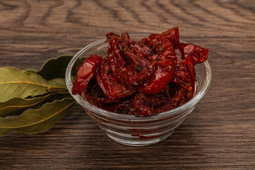 Dry tomato heap in the bowl