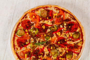 Pizza with minced meat