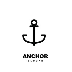 abstract line anchor black logo icon design