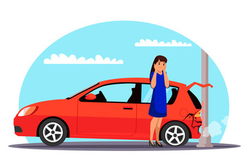 Vector character illustration traffic accident