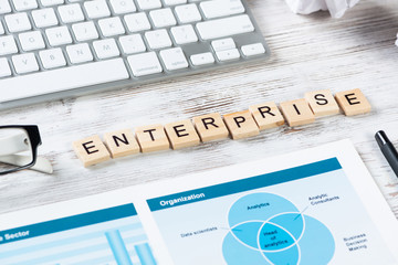 Enterprise concept with letters on cubes
