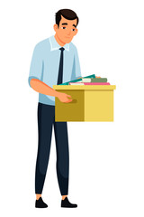 Vector character illustration fired employee leaving office