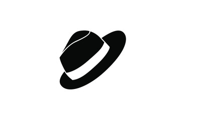 straw hat silhouette black white logo icon design vector illustration 
