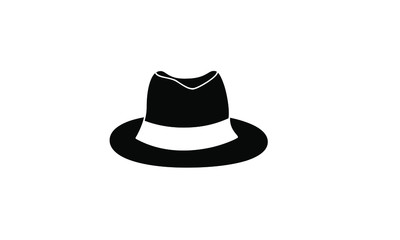 straw hat silhouette black white logo icon design vector illustration 