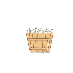 Decorative grass,, garden plants in flowerpot, basket. Blue spotted watering can isolated on white.