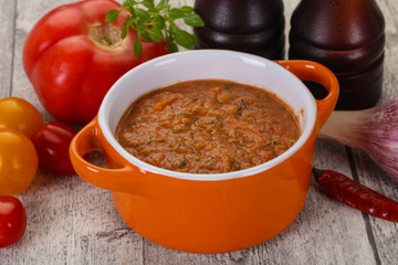 Famous Spanish gazpacho tomato soup