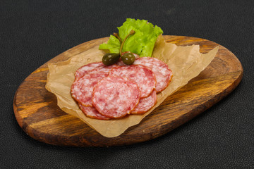 Spanish Salchichon sausage with salad