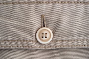 Trouser pocket with button, closeup. Backside view with buttoned pocketon the pants