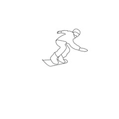Fototapeta premium line snowboarder flat black logo icon design vector illustration isolated background