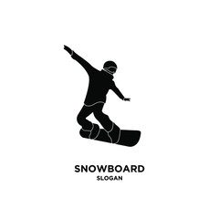 snowboarder silhouette black logo icon design vector illustration isolated background