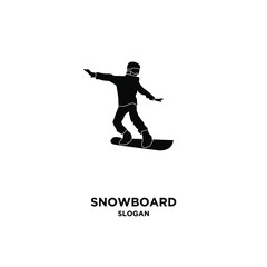 snowboarder silhouette black logo icon design vector illustration isolated background