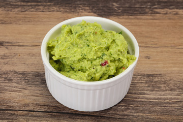 Avocado guacamole sauce with chili pepper
