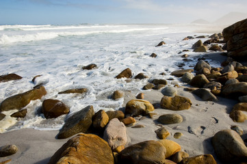 Fototapeta na wymiar stones and pepples at beach south africa