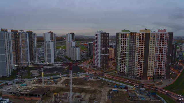 Time lase of  Modern apartment buildings in residential area in the india.	
