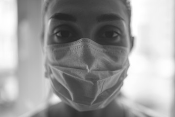 Portrait of a masked doctor in close-up