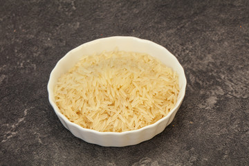 Raw basmati rice in the bowl
