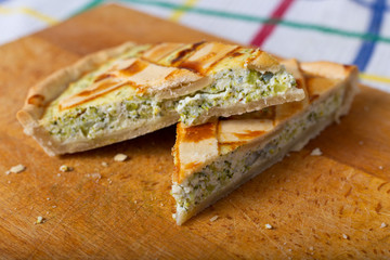 slice of freshly baked homemade savory pie