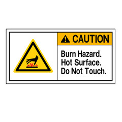 Caution Burn Hazard Hot Surface Do Not Touch Symbol Sign, Vector Illustration, Isolate On White Background Label .EPS10.
