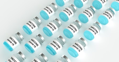 Vaccine bottle with blue liquic