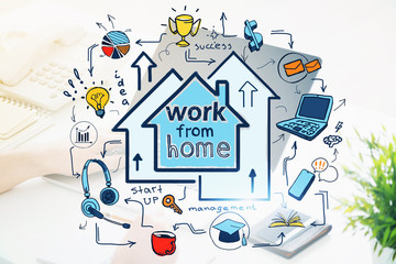 Man hands typing on laptop, work from home