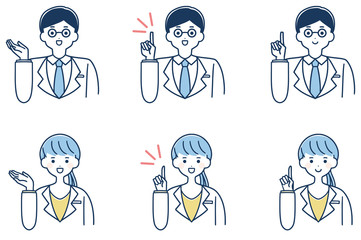 医者　医療　指さし男女　イラスト