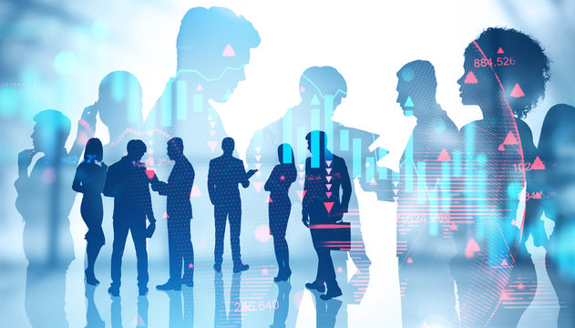 Diverse business people, falling graph - Powered by Adobe