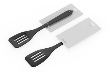 Plastic Kitchen Spoon Mock up isolated on white background. 3d illustration 