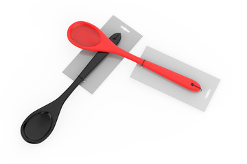 Plastic Kitchen Spoon Mock up isolated on white background. 3d illustration 