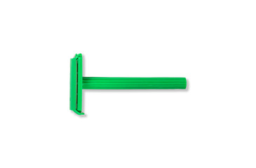 Green razor isolated  on white background. Green razor isolated  with clipping path.