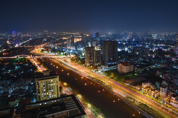 Fototapeta na wymiar Night view of Ho Chi Minh