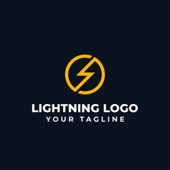 Simple Circle Lightning, Thunder, Bolt, Power, Storm, Electric Energy Logo Design